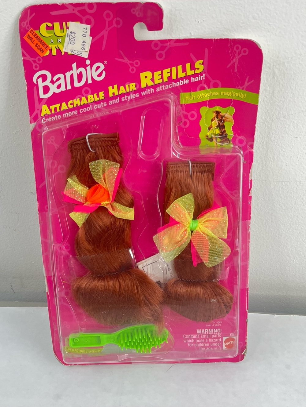 Vintage 1994 Barbie Cut & Style Attachable Hair Refills Brunette Mattel 13070